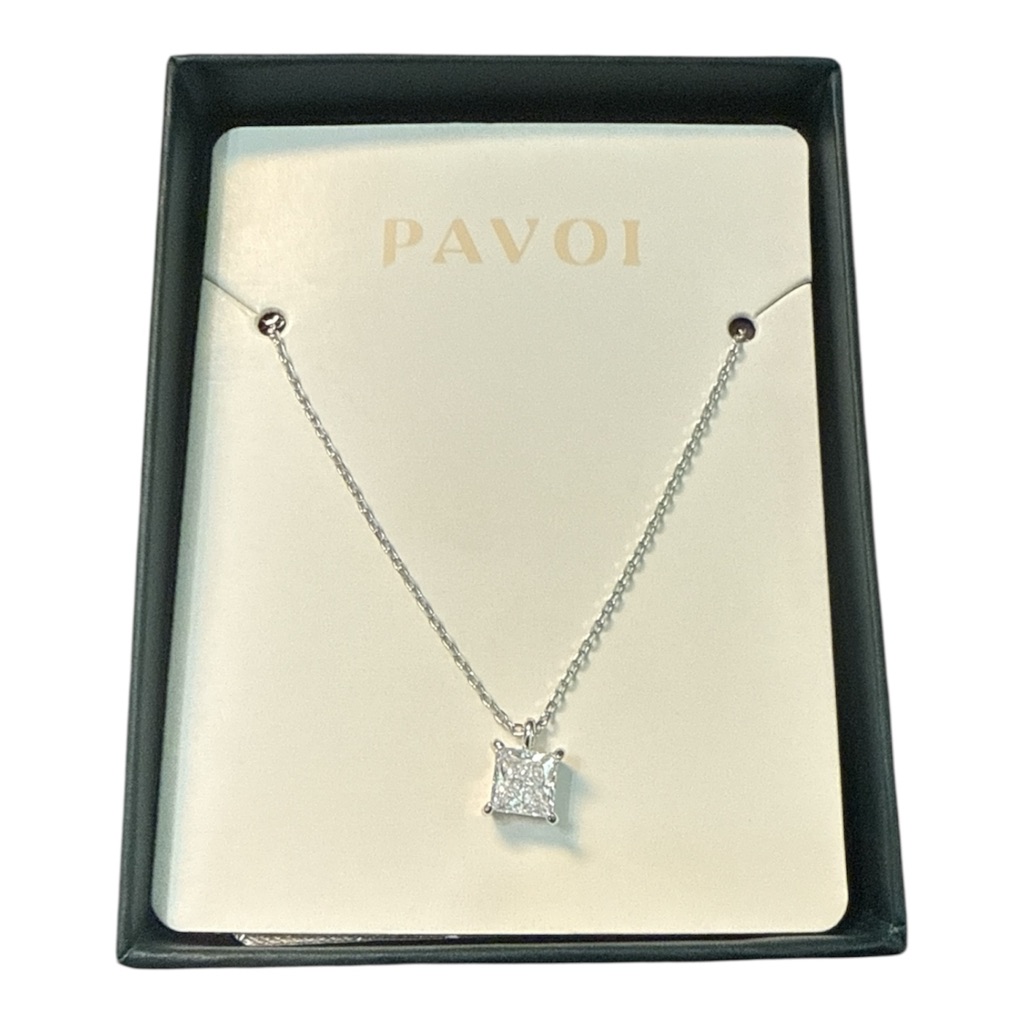 Silver Necklace With Square Pendant